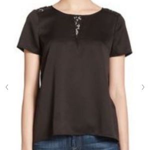 Cooper & Ella Black Lace Detail Vicki Tee - XS